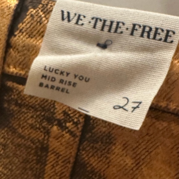 NWT We The Free x Free People Good Luck Gold Metallic Horseshoe Barrel Jeans - Picture 13 of 13